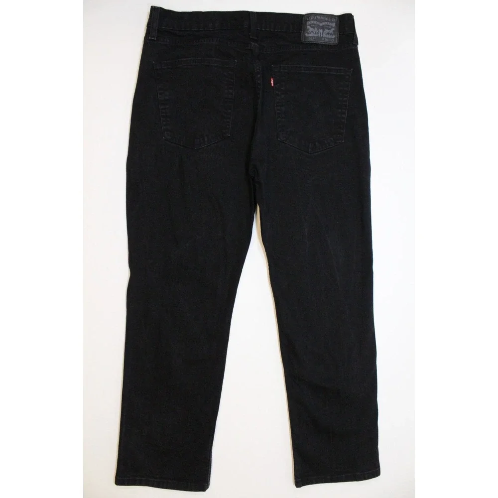 Levis 514 Jeans Mens 36x30 Black Straight Mid‎ Rise Dark Wash Denim